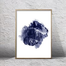 画像1: Abstract Watercolor アブストラクト インディゴ アートポスター (1)