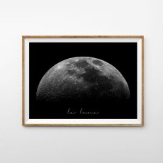 画像1: "La Luna" Moon 満月半月 おしゃれモノトーン アート ポスター (1)