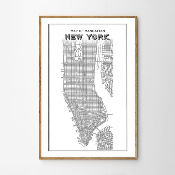 NEW YORK ニューヨーク マンハッタン Map 地図 ポスター｜海外
