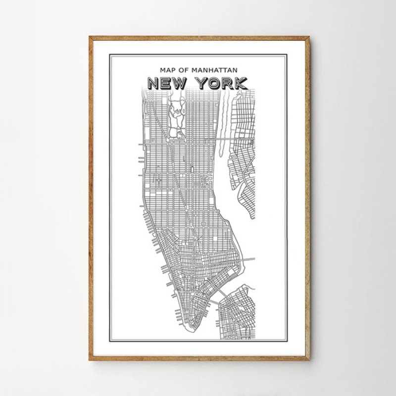 NEW YORK ニューヨーク マンハッタン Map 地図 ポスター｜海外おしゃれ