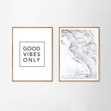 画像1: マーブル モノトーン GOOD VIBES ONLY  おしゃれポスター（2枚組） (1)