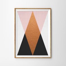 画像1: Geometric ジオメトリック トライアングルズ Pink Black モダン アートポスター (1)