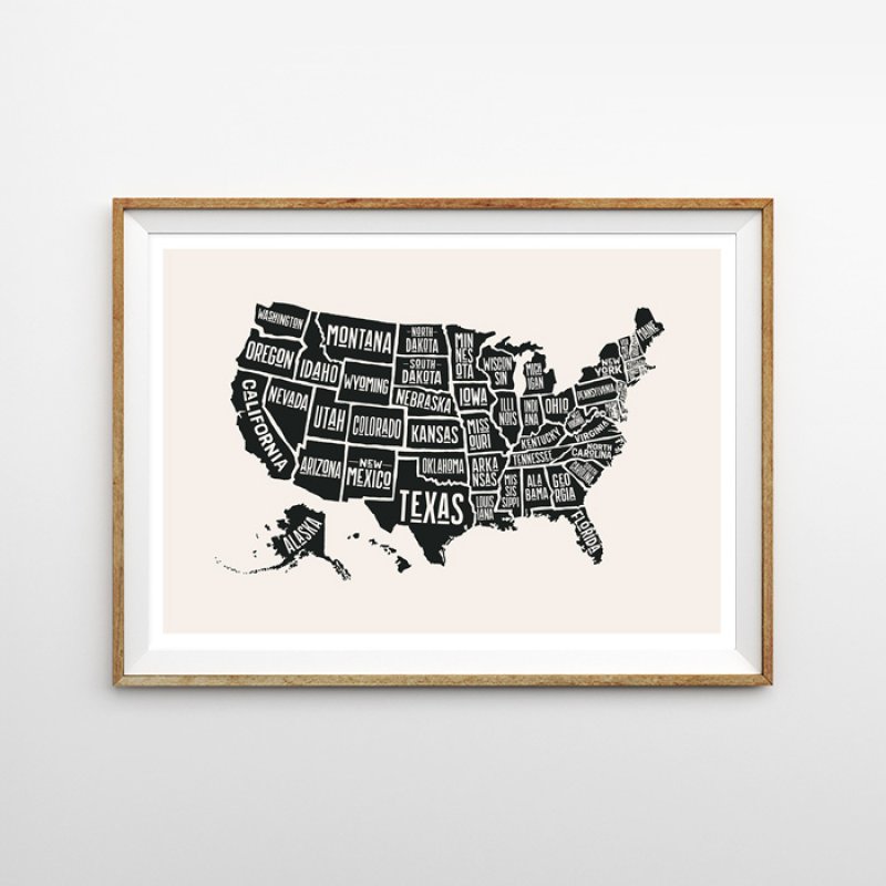 USA MAP イラスト ポスター｜海外おしゃれポスター 通販