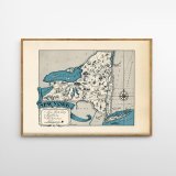 New York 地図ヴィンテージポスター　フレーム付き New York 地図ヴィンテージポスターフレーム付き