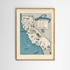 画像1: 1930s Vintage Map ビンテージ 地図 マップポスター (カリフォルニア) (1)