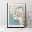 1930s Vintage Map ビンテージ 地図 マップポスター (カリフォルニア