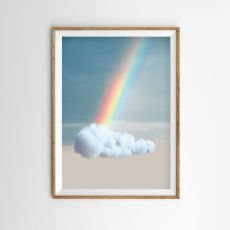 画像1: レインボー もこもこ雲　個性的なアートポスター  (1)