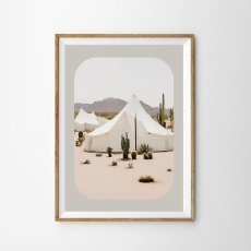 画像1: 砂漠のグランピングテント モダンアートポスター (1)
