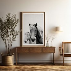 画像2: Horse 馬★ アニマル モノクロ アートポスター (2)