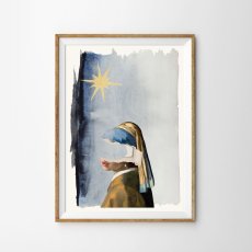 画像1: 真珠の耳飾りの少女 コラージュアート｜名画アレンジ・抽象画・モダンインテリア ポスター (1)
