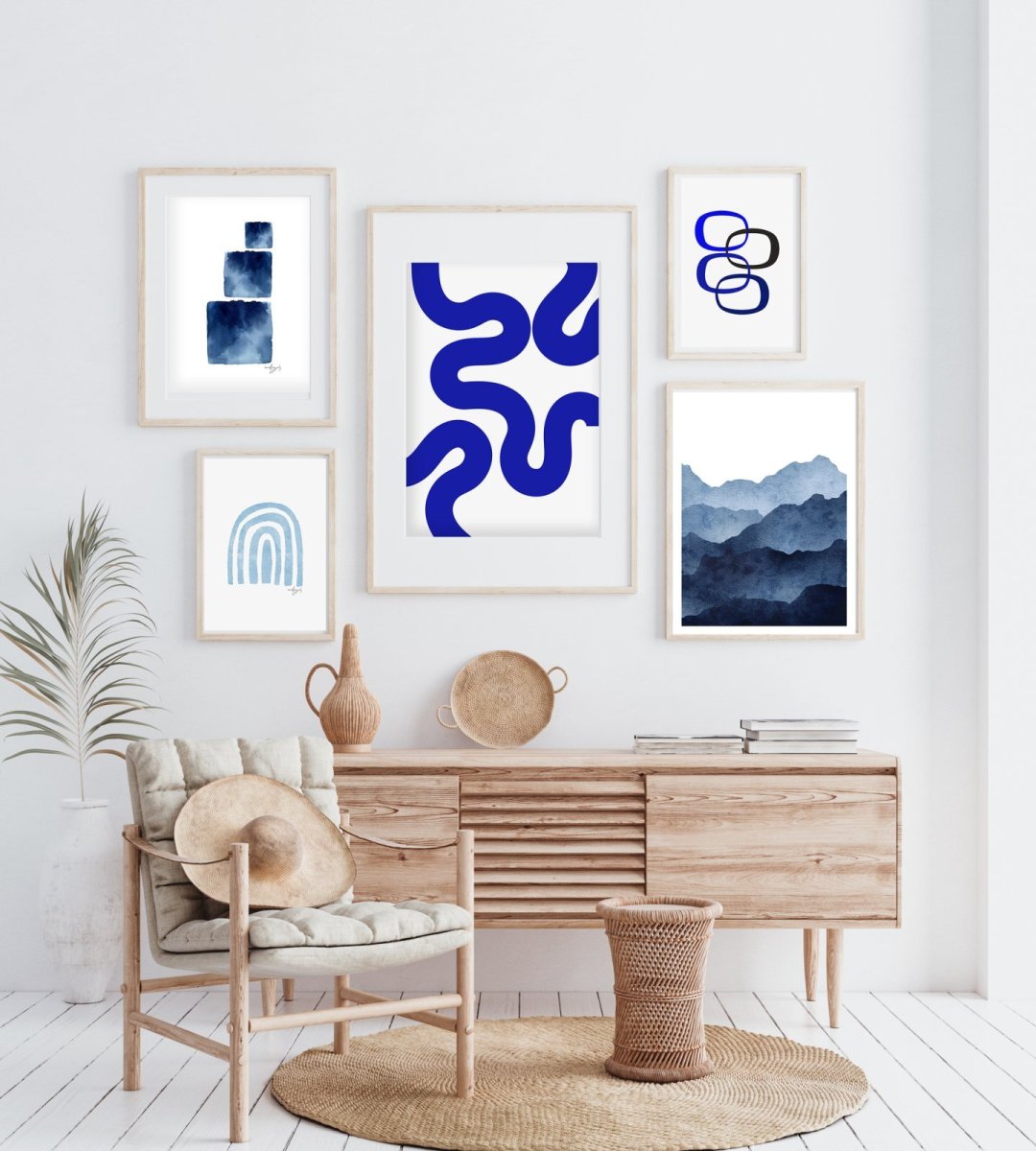 画像2: インディゴカーブ|抽象ラインアート ポスター (2)