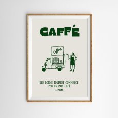 画像1: Caffé パリのコーヒートラック アートポスター | 北欧風 おしゃれインテリア (1)