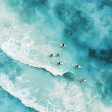 画像2: 青い海とサーファーの風景アートポスター (2)