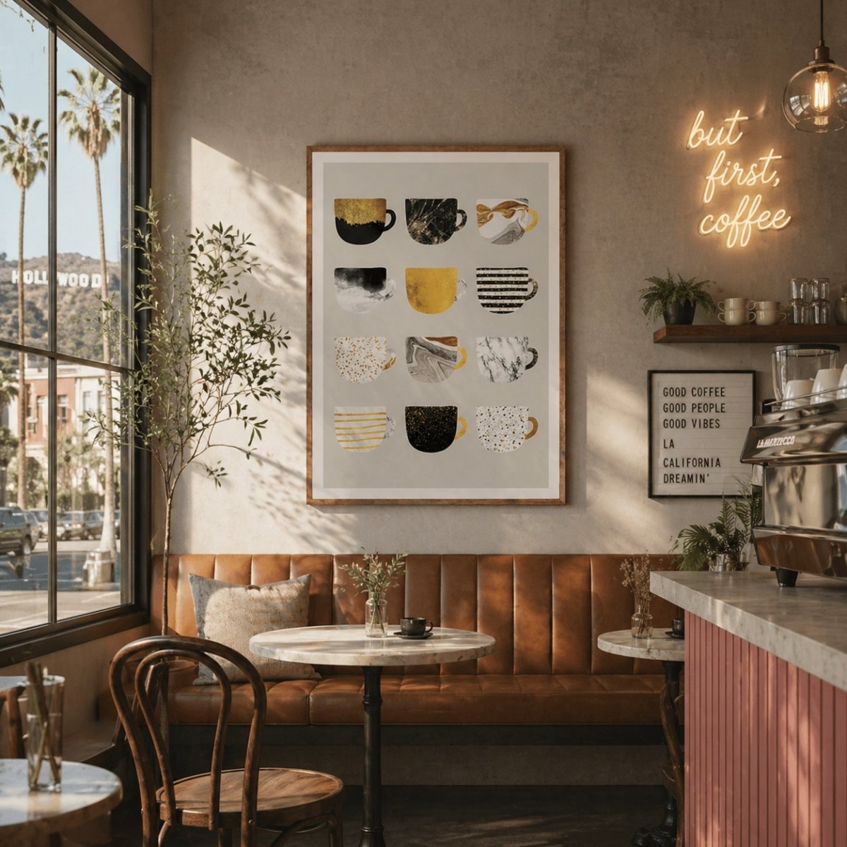 画像2: コーヒーポスター｜CAFE マグカップ｜キッチンインテリア カフェポスター (Yellow) (2)