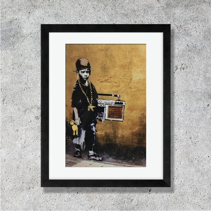 Banksy Hip Hop Boy バンクシー カードポスター 額縁付 海外ポスター おしゃれポスター 通販 カリフォルニア プリント コレクティブ