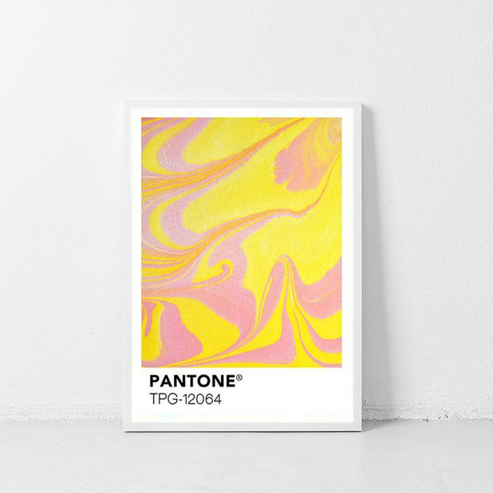 画像1: PANTONE パントーン マーブル おしゃれポスター (Orange/Pink Mix) (1)