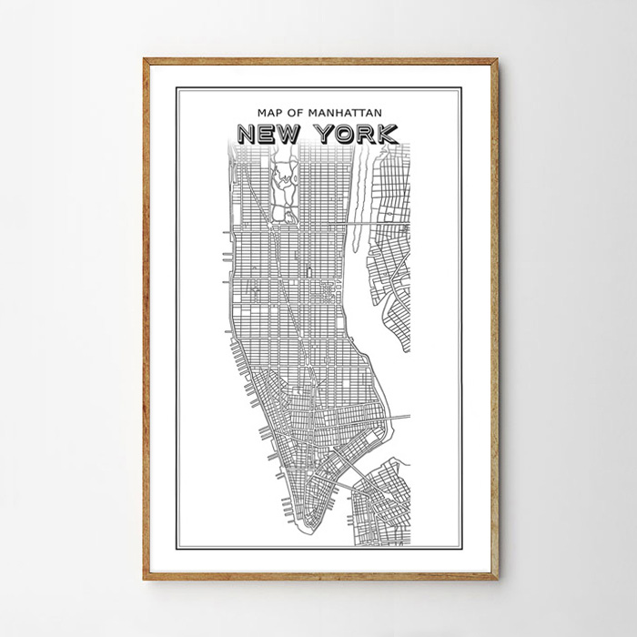 NEW YORK ニューヨーク マンハッタン Map 地図 ポスター｜海外ポスター・おしゃれポスター 通販【カリフォルニア プリント コレクティブ】