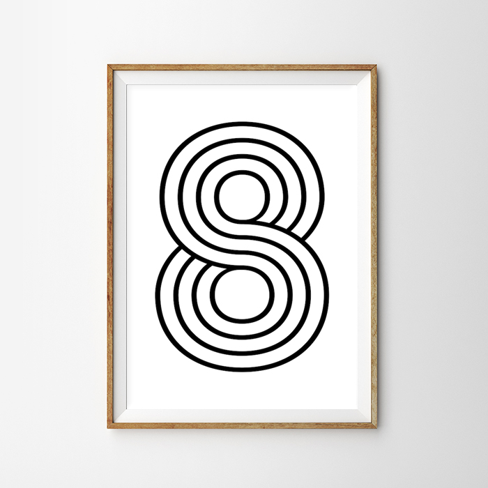 画像1: Number 8 ナンバー Typography タイフォグラフィー アートポスター (1)