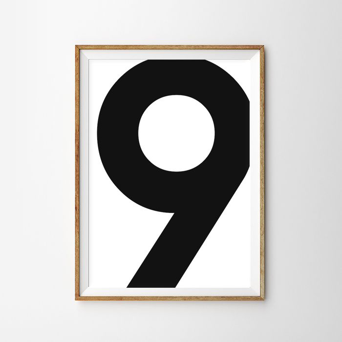 画像1: No. 9 - Typography タイフォグラフィー ナンバーポスター (1)