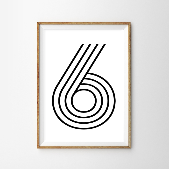 画像1: Number 6 ナンバー Typography タイフォグラフィー アートポスター (1)