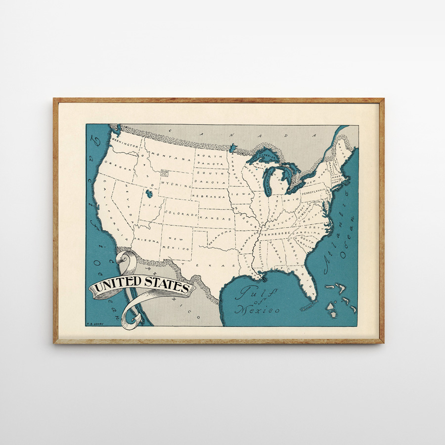 画像1: 1930s Vintage Map ビンテージ 地図 マップポスター (UNITED STATES・アメリカ) (1)